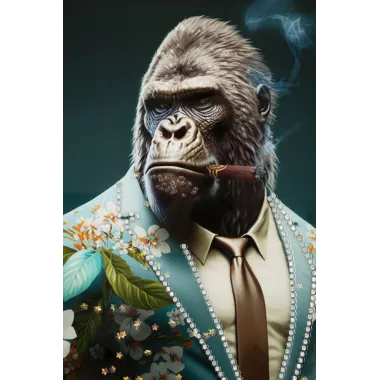 MALOWANY OBRAZ NA PŁÓTNIE LAKIEROWANY KONGY -B- Z RAMĄ 62X4X92 cm